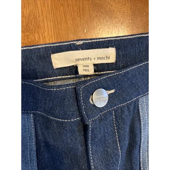 Anthropologie Seventy + Mochi Elodie Jean Patched 29 Boho Mid Rise Crop Wide Leg - Picture 7 of 12